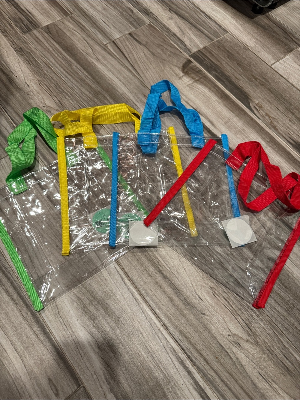 Clear Vinyl Stadium Multicolor Tote Bag. Pick 1.